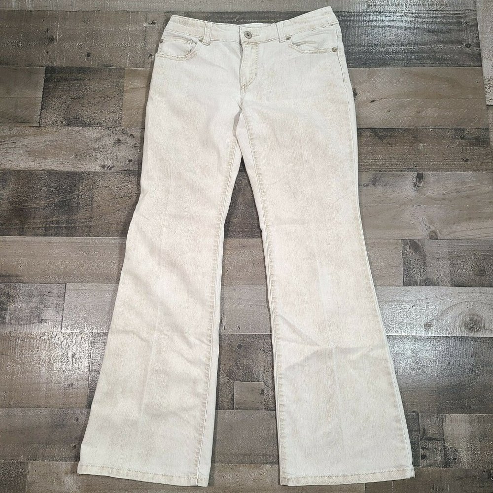Chicos Bootcut Jeans Women 00 US 2 Short Low Rise Light Wash Gray Denim Platinum